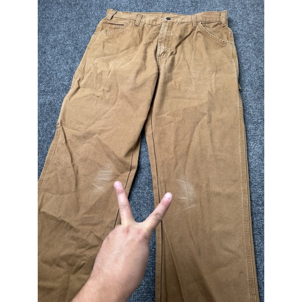 Mens Carpenter Pants Dickies Relaxed Fit Brown Duck Canvas, Size 36x30 - Picture 8 of 8